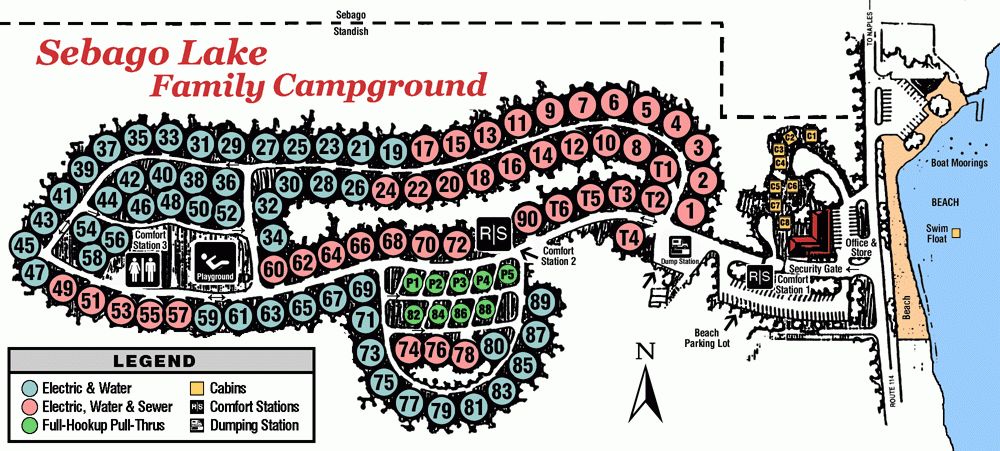 Sebago Lake Family Campground Map
